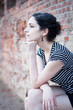 Profile portrait of a beautiful young girl