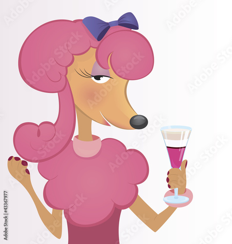 Vektor: Dog with layered cocktail Dog with layered cocktail