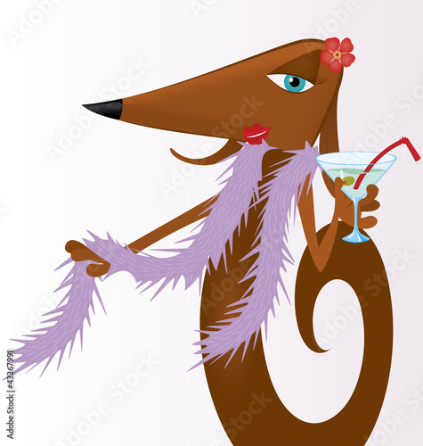 Vektor: Dog with martini Dog with martini