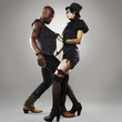 Trendy couple dancing