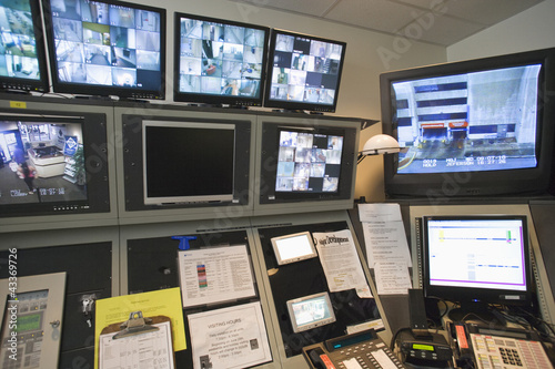 Photo: Empty security control room with monitors Empty security control room with monitors
