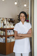 Aesthetician standing in beauty product store