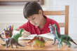 Hispanic boy studying at table