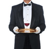 Waiter with Glass of Red Wine on Tray