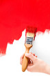 Painting with red and paintbrush on white