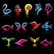 Abstract colorful glass animal icons