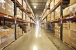Shelves and boxes in warehouse