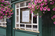 Flowers decorating pub window