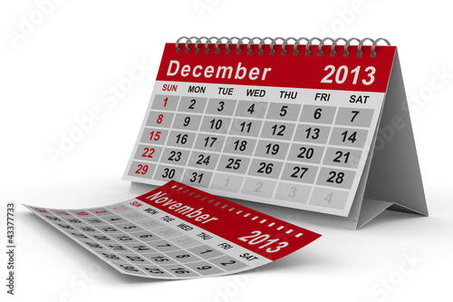 Illustration: 2013 year calendar. December. Isolated 3D image 2013 year calendar. December. Isolated 3D image