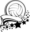 Volleyball Ball With Pennant & Stars Design