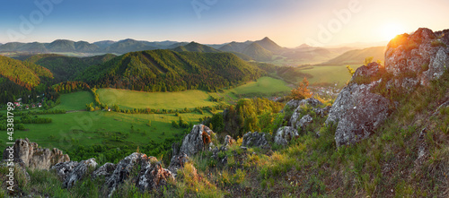 Photo: Landscape with rocky mountains at sunset in Slovakia Landscape with rocky mountains at sunset in Slovakia