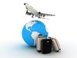 Passenger airplane travels around the world