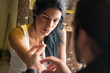 Foto: Drugs and people, man helping woman with heroin syringe Drugs and people, man helping woman with heroin syringe