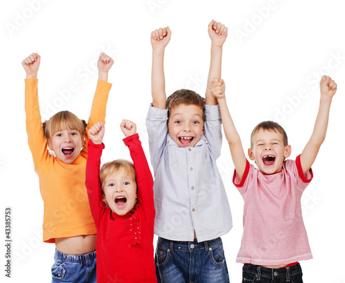 Photo: Happy children with their hands up Happy children with their hands up