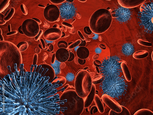 Illustration: Virus infection under a scanning microscope Virus infection under a scanning microscope
