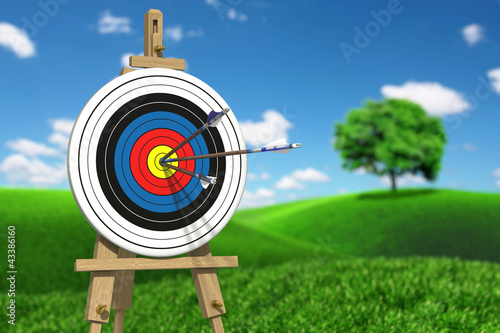 Illustration: Three arrows on an archery target Three arrows on an archery target