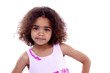 Little girl with curly hair with an attitude