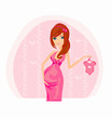 Beautiful pregnant woman on shopping for her new baby Vector Ill