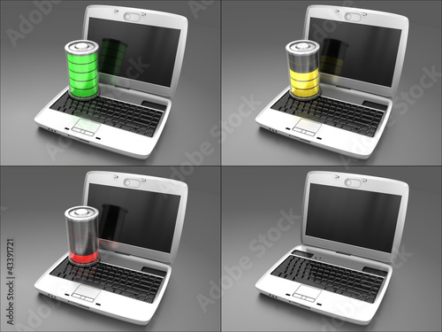 Illustration: Set - Battery charging in a laptop Set - Battery charging in a laptop