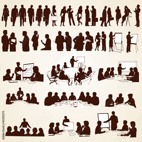 Vector: Business People Silhouettes Vector, pack of various situations Business People Silhouettes Vector, pack of various situations
