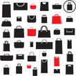 Shopping bags icons set. Sale sheamless background