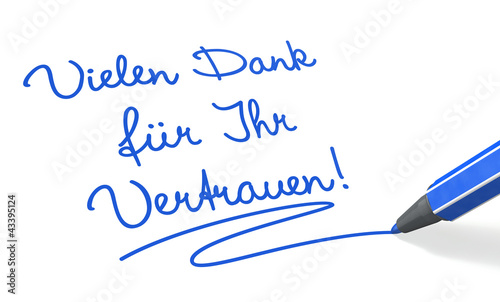 Illustration: Stift & Schrift-Serie: Vielen Dank für Ihr Vertrauen! blau Stift & Schrift-Serie: Vielen Dank für Ihr Vertrauen! blau