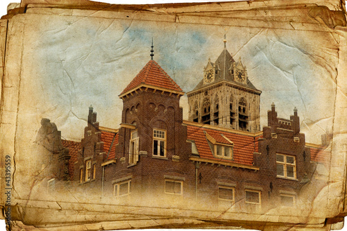 Photo: views of Dutch city of Harlem in vintage style, like postcards views of Dutch city of Harlem in vintage style, like postcards