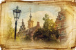 views of Amsterdam in vintage style, like postcards