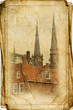 views of Dutch city of Harlem in vintage style, like postcards