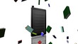A tablet style computer filling up with books.