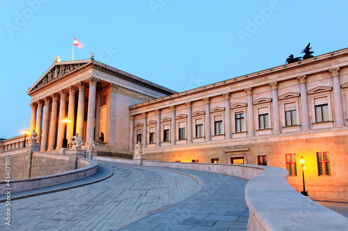 Photo: Austrian Parliament in Vienna at sunrise, Austria Austrian Parliament in Vienna at sunrise, Austria