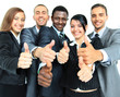Business group with thumbs up isolated over white