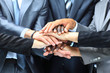 Closeup portrait of group of business people with