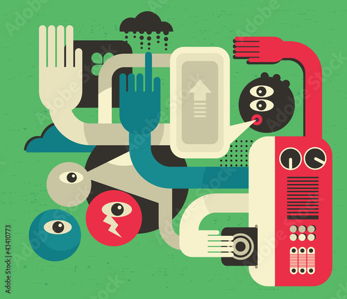 Vector: Man with the audience. Man with the audience.