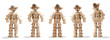 Cowboy boxmen characters on white