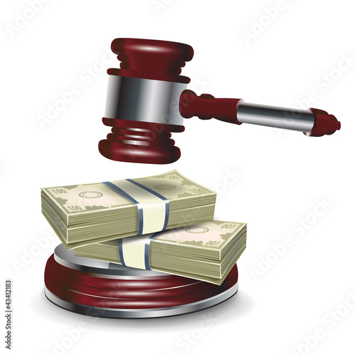 Vector: judge gavel and money judge gavel and money