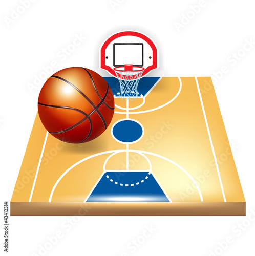 Vector: basketball court and ball basketball court and ball