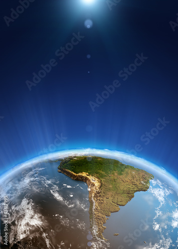 Illustration: South America space view South America space view
