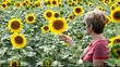 Agronomist inspecting sunflower quality in field