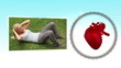 Video of a heart beating next to a woman doing sport