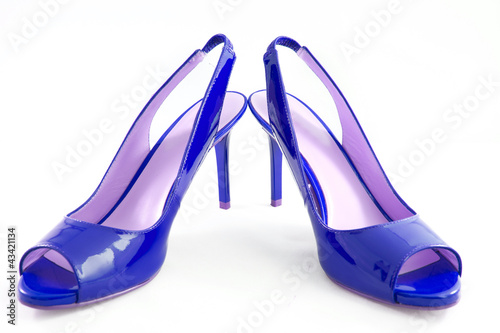 Foto: Blue shoes with high heels Blue shoes with high heels