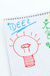 Notizblock mit Idee