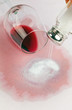 Rotwein Flecken. Rotwein Glas und Salz