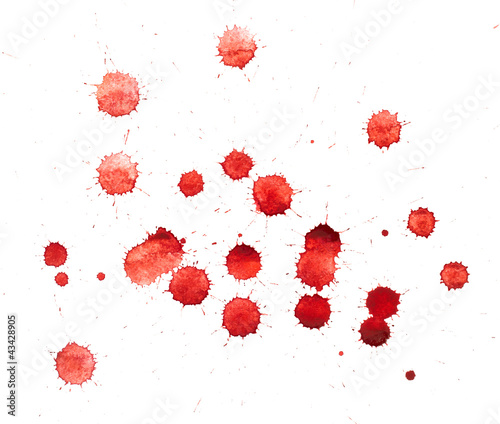 Foto: Red blots of watercolor paint Red blots of watercolor paint