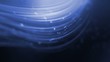 Curved lines gently move and pulsate amidst particles.