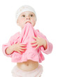 Portrait girl gnawing her dress