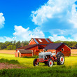 American Country with Blue Cloudy Sky