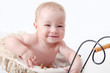 Baby in sitting stroller