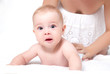 mother with baby over white