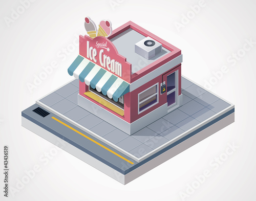 Vector: Vector isometric ice cream store Vector isometric ice cream store